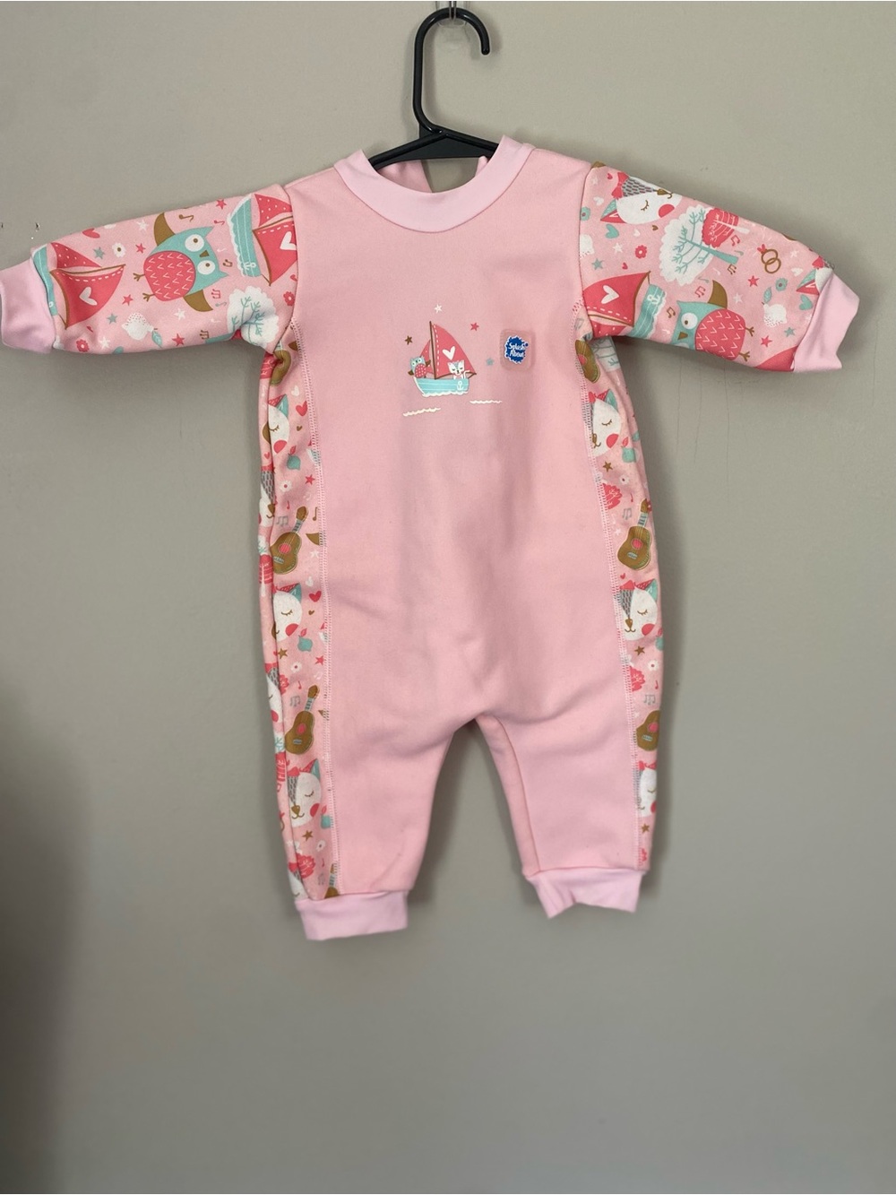 Splash About Pink Sailboat-Print Baby One-Piece Rashguard/ Wetsuit